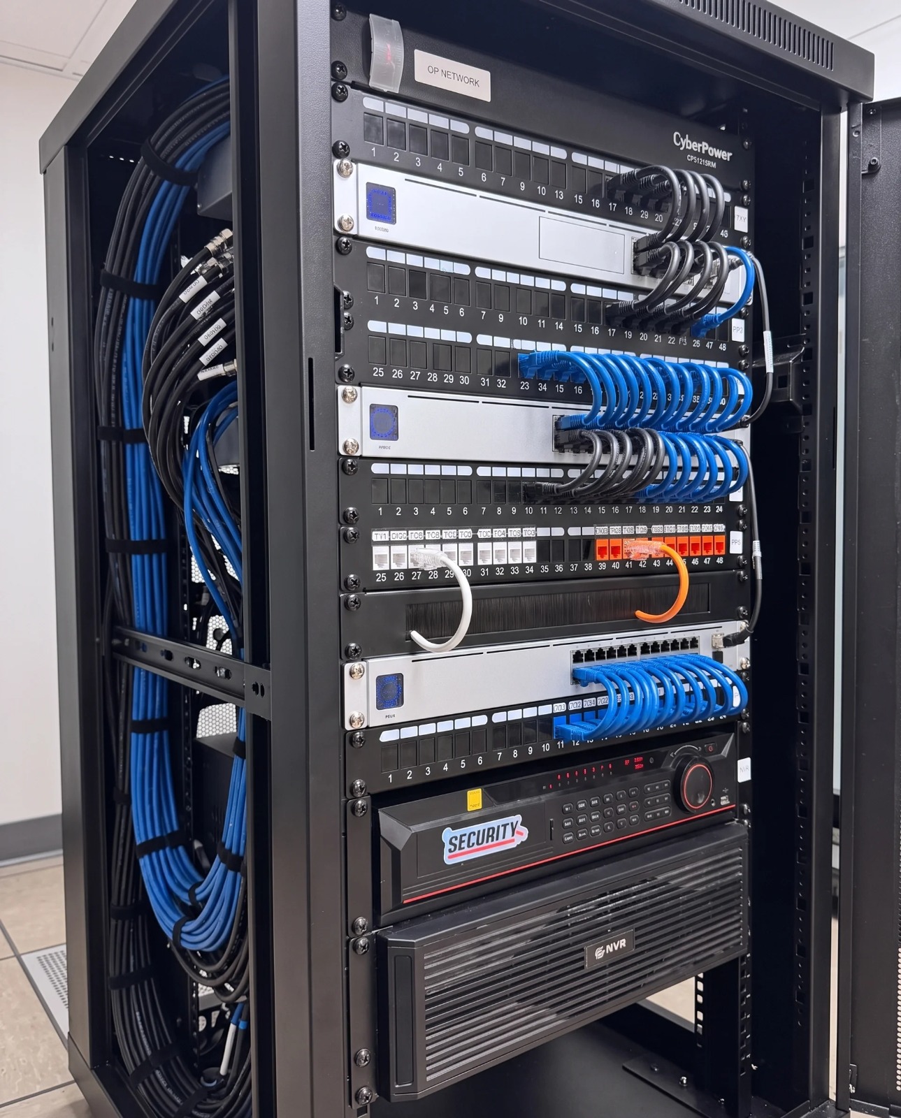 Structured cabling and server rack build-out by Anfield IT in South Florida